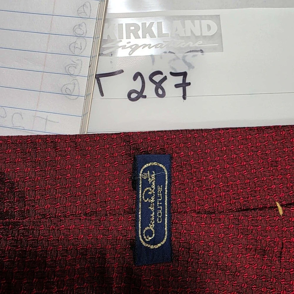Oscar de la Renta Silk Jacquard Geometric Pattern Red Necktie Men's‎ Formal Work